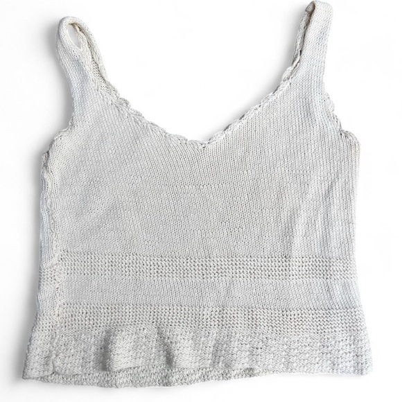 Handmade Womens Cream Crochet Knit Tank Top Soft Cottagecore Euro Summer Small - Picture 2 of 4